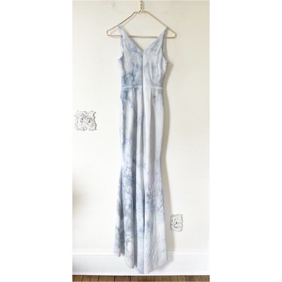 BHLDN Custom Blue and White Hand Dyed  Tie Dye Jones Dress Mermaid Bridal Gown 0 - Picture 6 of 15